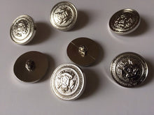 Load image into Gallery viewer, 10 Silver Belt, Deep Dots, Flags Shank Quality Buttons 22mm Wide Dresses Tops Coats Babies Blazers Shirt Sewing Craft