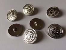 Load image into Gallery viewer, 10 Silver Belt, Deep Dots, Flags Shank Quality Buttons 22mm Wide Dresses Tops Coats Babies Blazers Shirt Sewing Craft