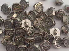Load image into Gallery viewer, 10 Round Square Glitter Silver Shank Quality Buttons 11mm Wide Dresses Tops Coats Babies Blazers Shirt Sewing Craft