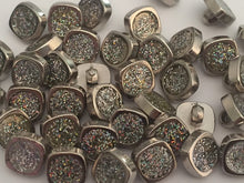 Load image into Gallery viewer, 10 Round Square Glitter Silver Shank Quality Buttons 11mm Wide Dresses Tops Coats Babies Blazers Shirt Sewing Craft
