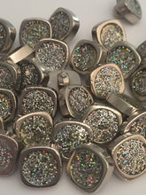 Load image into Gallery viewer, 10 Round Square Glitter Silver Shank Quality Buttons 11mm Wide Dresses Tops Coats Babies Blazers Shirt Sewing Craft