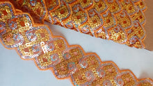 Load image into Gallery viewer, 1m Sequins Lace Trims 50mm Wide Scrapbooking Lace Cardmaking Wedding Home Decor Sewing Craft Projects