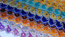 Load image into Gallery viewer, 1m Sequins Lace Trims 50mm Wide Scrapbooking Lace Cardmaking Wedding Home Decor Sewing Craft Projects