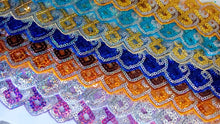 Load image into Gallery viewer, 1m Sequins Lace Trims 50mm Wide Scrapbooking Lace Cardmaking Wedding Home Decor Sewing Craft Projects