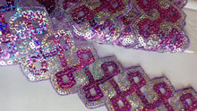 Load image into Gallery viewer, 1m Sequins Lace Trims 50mm Wide Scrapbooking Lace Cardmaking Wedding Home Decor Sewing Craft Projects