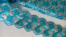 Load image into Gallery viewer, 1m Sequins Lace Trims 50mm Wide Scrapbooking Lace Cardmaking Wedding Home Decor Sewing Craft Projects