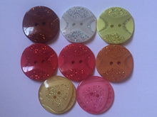 Load image into Gallery viewer, 3 4 SHINE GLITTER BLING Buttons 31mm Wide Sparkle Glitters Sewing Craft Jacket Shirt Skirt Different Colours 2 Holes