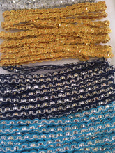 Load image into Gallery viewer, 4 yards+ SEQUIN SILVER Metallic Shine Quality 7mm Different Colours Trims Beautiful Trimmings