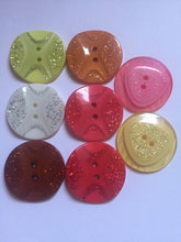 Load image into Gallery viewer, 3 4 SHINE GLITTER BLING Buttons 31mm Wide Sparkle Glitters Sewing Craft Jacket Shirt Skirt Different Colours 2 Holes