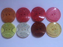 Load image into Gallery viewer, 3 4 SHINE GLITTER BLING Buttons 31mm Wide Sparkle Glitters Sewing Craft Jacket Shirt Skirt Different Colours 2 Holes