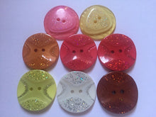 Load image into Gallery viewer, 3 4 SHINE GLITTER BLING Buttons 31mm Wide Sparkle Glitters Sewing Craft Jacket Shirt Skirt Different Colours 2 Holes