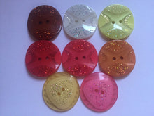Load image into Gallery viewer, 3 4 SHINE GLITTER BLING Buttons 31mm Wide Sparkle Glitters Sewing Craft Jacket Shirt Skirt Different Colours 2 Holes