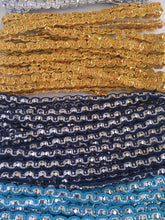 Load image into Gallery viewer, 4 yards+ SEQUIN SILVER Metallic Shine Quality 7mm Different Colours Trims Beautiful Trimmings
