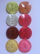 Load image into Gallery viewer, 3 4 SHINE GLITTER BLING Buttons 31mm Wide Sparkle Glitters Sewing Craft Jacket Shirt Skirt Different Colours 2 Holes