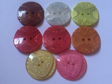 Load image into Gallery viewer, 3 4 SHINE GLITTER BLING Buttons 31mm Wide Sparkle Glitters Sewing Craft Jacket Shirt Skirt Different Colours 2 Holes