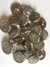 Load image into Gallery viewer, 10 Glitter Silver Shank Quality Buttons 13mm Wide Dresses Tops Coats Babies Blazers Shirt Sewing Craft