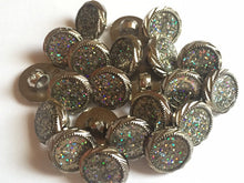 Load image into Gallery viewer, 10 Glitter Silver Shank Quality Buttons 13mm Wide Dresses Tops Coats Babies Blazers Shirt Sewing Craft