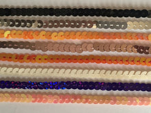Load image into Gallery viewer, 3 Meters SEQUIN Strung String Trims 6mm Trimmings Round Sparkle Sequins Scrapbooking Cardmaking Wedding Home Decor Sewing Craft Project