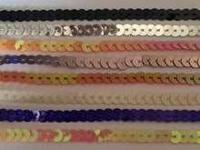 Load image into Gallery viewer, 3 Meters SEQUIN Strung String Trims 6mm Trimmings Round Sparkle Sequins Scrapbooking Cardmaking Wedding Home Decor Sewing Craft Project