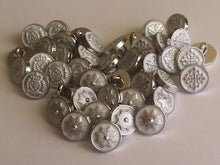 Load image into Gallery viewer, 10 20 WHITE SILVER Crown Star Gothic Cross Shank Quality Buttons 13mm Wide Dresses Tops Coats Babies Blazers Shirt Sewing Craft