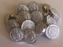 Load image into Gallery viewer, 10 20 WHITE SILVER Crown Star Gothic Cross Shank Quality Buttons 13mm Wide Dresses Tops Coats Babies Blazers Shirt Sewing Craft