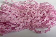 Load image into Gallery viewer, 1 yard BABY PINK SILVER Glitter Shine Quality Ric Rac Trim 6mm Wide Many Colours Zig Zag Braid Ricrac Trimming Rick Rack