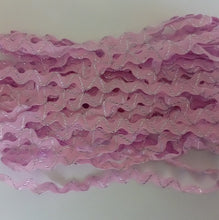 Load image into Gallery viewer, 1 yard BABY PINK SILVER Glitter Shine Quality Ric Rac Trim 6mm Wide Many Colours Zig Zag Braid Ricrac Trimming Rick Rack
