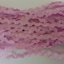 Load image into Gallery viewer, 1 yard BABY PINK SILVER Glitter Shine Quality Ric Rac Trim 6mm Wide Many Colours Zig Zag Braid Ricrac Trimming Rick Rack