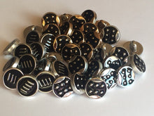 Load image into Gallery viewer, 10 20 BLACK SILVER GOLD 4 Lines 6 Dots Shank Quality Buttons 13mm Wide Dresses Tops Coats Babies Blazers Shirt Sewing Craft
