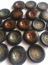 Load image into Gallery viewer, 10 GREY BROWN BLACK Beautiful Buttons for Sewing Craft Cards Coat Shirt Jacket 25mm