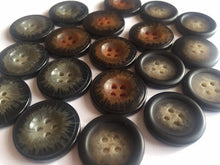 Load image into Gallery viewer, 10 GREY BROWN BLACK Beautiful Buttons for Sewing Craft Cards Coat Shirt Jacket 25mm