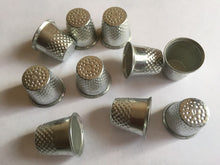Load image into Gallery viewer, 3 5 10 Silver Metal Thimbles 15mm x 19mm Size 10 Finger Protector Hand Stitching Sewing Craft