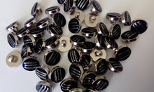 Load image into Gallery viewer, 10 20 50 Silver 3 Lines Black Shank Quality Buttons 13mm Wide Dresses Tops Coats Babies Blazers Shirt Sewing Craft