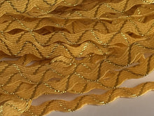 Load image into Gallery viewer, 1 yard GOLD Glitter Shine Quality Ric Rac Trim 6mm Wide Many Colours Zig Zag Braid Ricrac Trimming Rick Rack