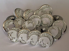 Load image into Gallery viewer, 10 20 Half Moon SILVER WHITE 15mm 21mm Wide Shank Quality Buttons Dresses Tops Coats Babies Blazers Shirt Sewing Craft