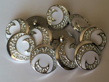 Load image into Gallery viewer, 10 20 Half Moon SILVER WHITE 15mm 21mm Wide Shank Quality Buttons Dresses Tops Coats Babies Blazers Shirt Sewing Craft