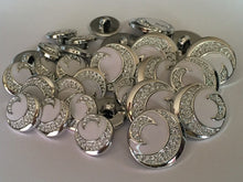Load image into Gallery viewer, 10 20 Half Moon SILVER WHITE 15mm 21mm Wide Shank Quality Buttons Dresses Tops Coats Babies Blazers Shirt Sewing Craft