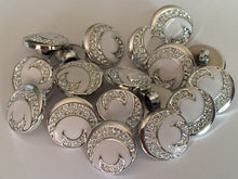 Load image into Gallery viewer, 10 20 Half Moon SILVER WHITE 15mm 21mm Wide Shank Quality Buttons Dresses Tops Coats Babies Blazers Shirt Sewing Craft