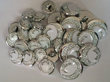Load image into Gallery viewer, 10 20 Half Moon SILVER WHITE 15mm 21mm Wide Shank Quality Buttons Dresses Tops Coats Babies Blazers Shirt Sewing Craft