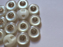 Load image into Gallery viewer, 10 20 40 WHITE Diamante Flat Quality Buttons 15mm Wide Dresses Tops Coats Babies Blazers Shirt Sewing Craft