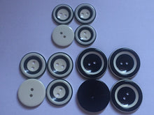 Load image into Gallery viewer, 5 BLACK WHITE 22mm 26mm 31mm Wide Beautiful Buttons for Sewing Craft Cards Coat Shirt Jacket