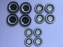 Load image into Gallery viewer, 5 BLACK WHITE 22mm 26mm 31mm Wide Beautiful Buttons for Sewing Craft Cards Coat Shirt Jacket