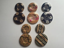 Load image into Gallery viewer, 3 5 10 SMALL LARGE Wooden Buttons Sewing Craft 31mm 38mm wide 4 holes
