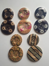 Load image into Gallery viewer, 3 5 10 SMALL LARGE Wooden Buttons Sewing Craft 31mm 38mm wide 4 holes