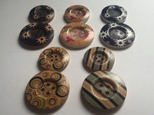 Load image into Gallery viewer, 3 5 10 SMALL LARGE Wooden Buttons Sewing Craft 31mm 38mm wide 4 holes