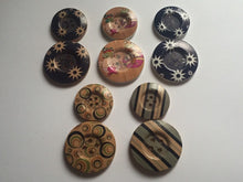 Load image into Gallery viewer, 3 5 10 SMALL LARGE Wooden Buttons Sewing Craft 31mm 38mm wide 4 holes