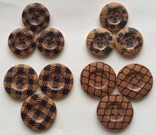 Load image into Gallery viewer, 3 5 10 SMALL LARGE Wooden Buttons Sewing Craft 31mm 38mm wide 4 holes