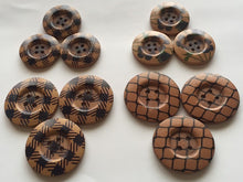 Load image into Gallery viewer, 3 5 10 SMALL LARGE Wooden Buttons Sewing Craft 31mm 38mm wide 4 holes