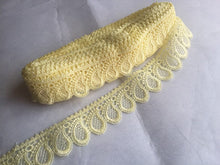 Load image into Gallery viewer, 1 yard WHITE OFF WHITE LIGHT YELLOW Lace Trims 48mm 50mm Wide Embroidered Guipure Trimmings Cardmaking Wedding Home Decor Sewing Craft Projects
