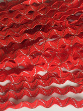 Load image into Gallery viewer, 1 yard RED GOLD Or RED SILVER Glitter Shine Quality Ric Rac Trim 6mm Wide Many Colours Zig Zag Braid Ricrac Trimming Rick Rack